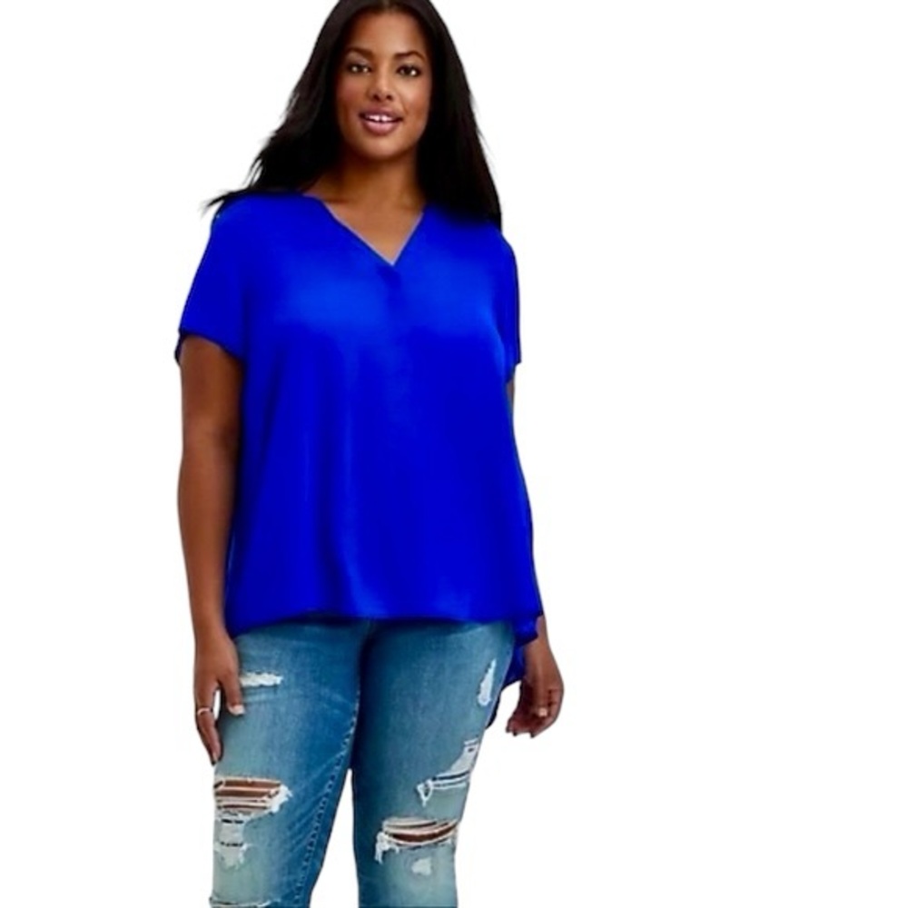 torrid | Georgette Hi-Low Short Sleeve Blouse - Size 00 | M | 10